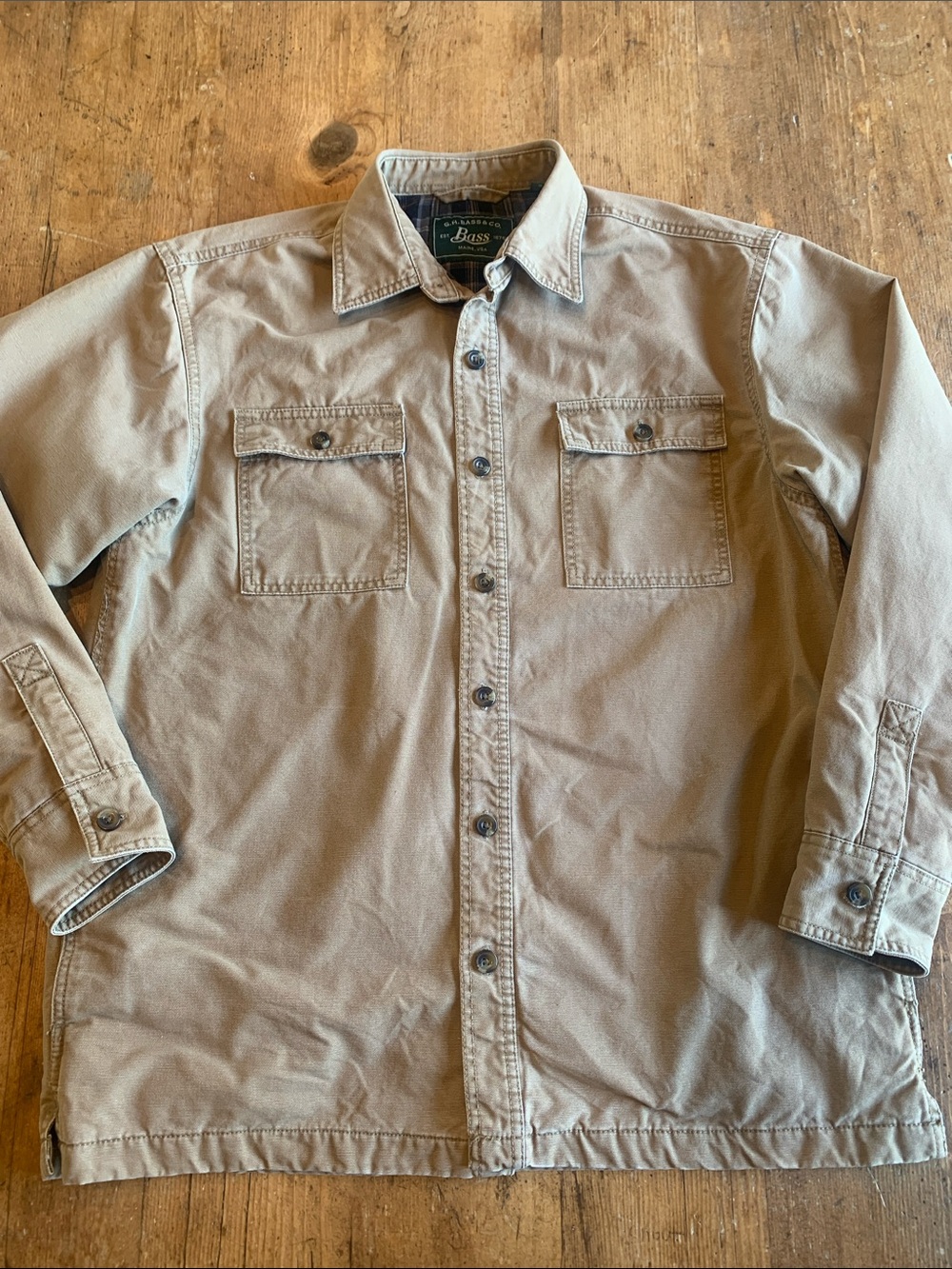 G.H. Bass Co. Men's Tan Military-Style Button Front Field Jacket